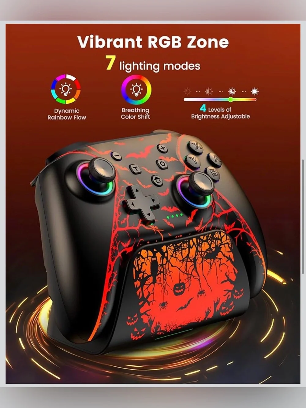 Halloween Wireless Switch Controller RGB Charging Dock NC3000 New in Box